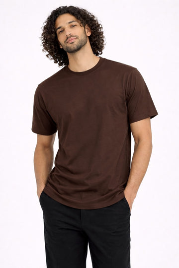 Dark Brown Crew Neck T-Shirt | Premium Cotton Casual Tee