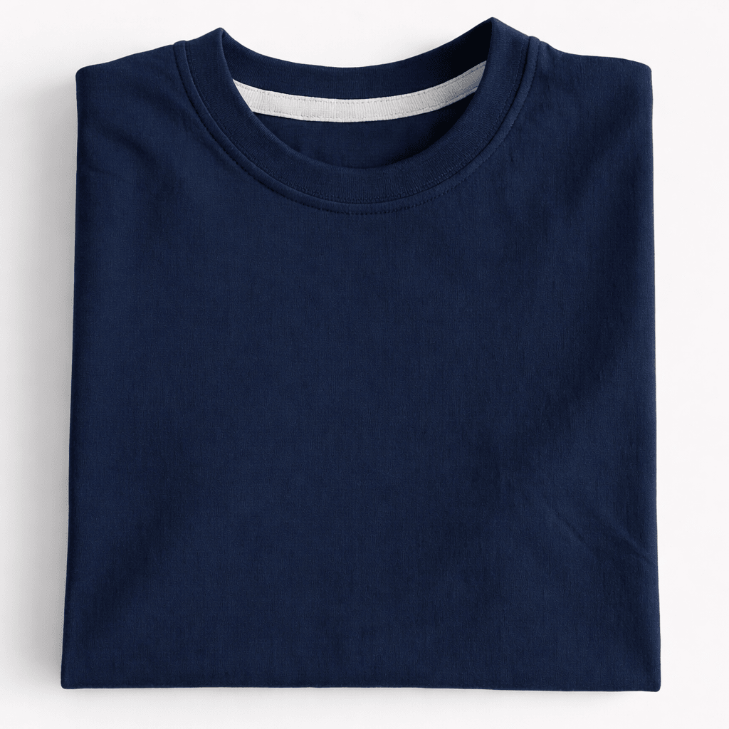Navy Crew Neck T-Shirt | Premium Cotton Casual Tee - Vibe Z9