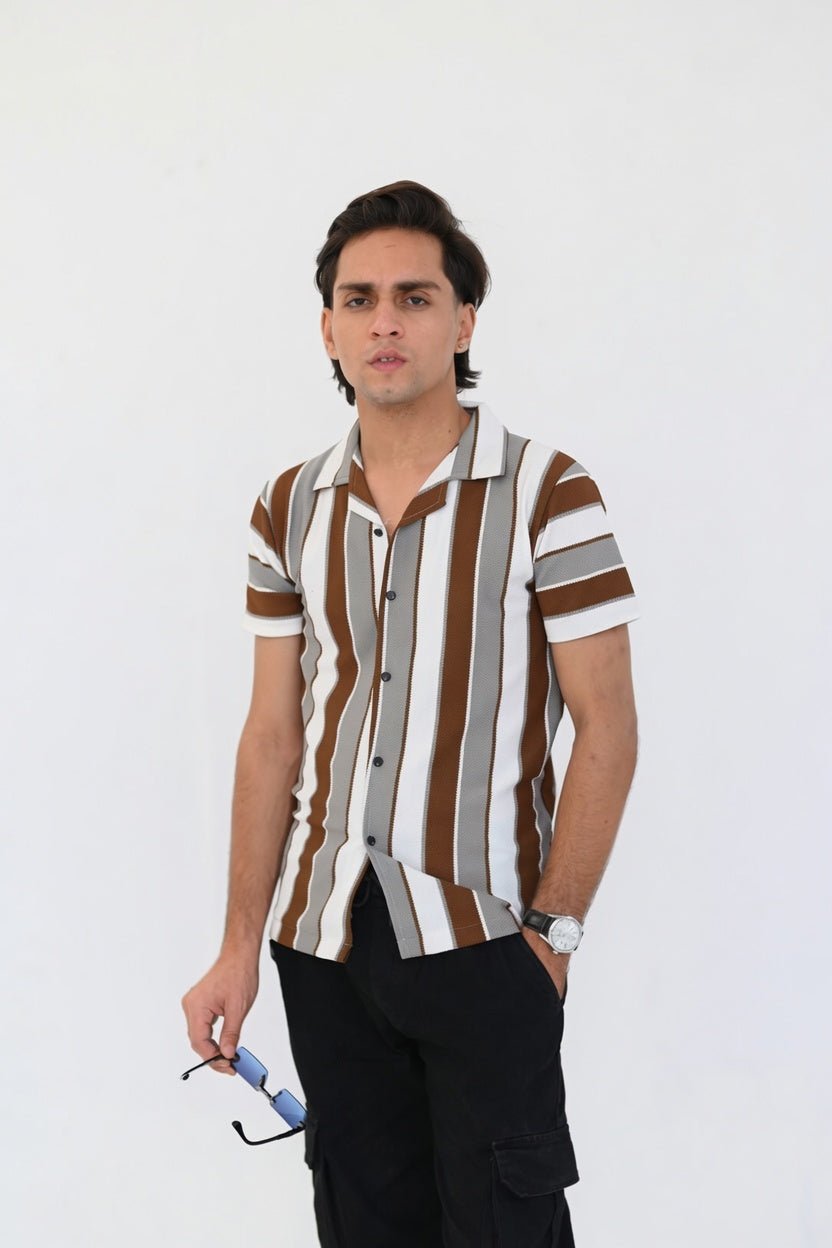 Old Money Open Shirt- Vertical Stripes - Vibe Z9