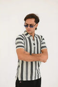 Old Money Zipper Polo Shirt for unisex – Premium Striped Casual - Vibe Z9