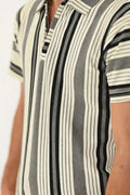 Old Money Zipper Polo Shirt for unisex – Premium Striped Casual - Vibe Z9