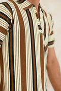 Old Money Zipper Polo Shirt for unisex – Premium Striped Casual - Vibe Z9