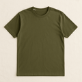 Olive Crew Neck T-Shirt | Premium Cotton Casual Tee - Vibe Z9