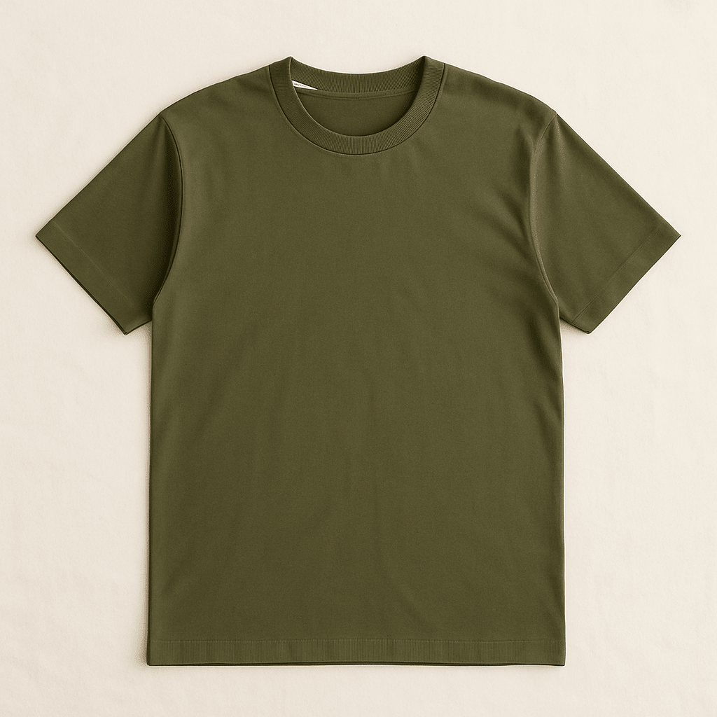 Olive Crew Neck T-Shirt | Premium Cotton Casual Tee - Vibe Z9