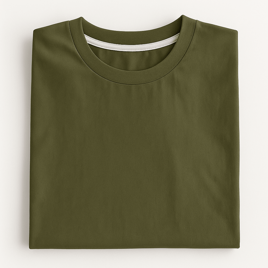 Olive Crew Neck T-Shirt | Premium Cotton Casual Tee - Vibe Z9