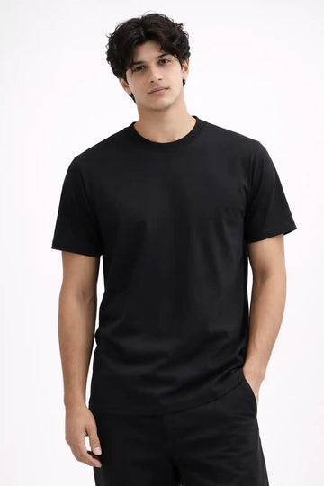 Black Crew Neck T-Shirt | Premium Cotton Casual Tee