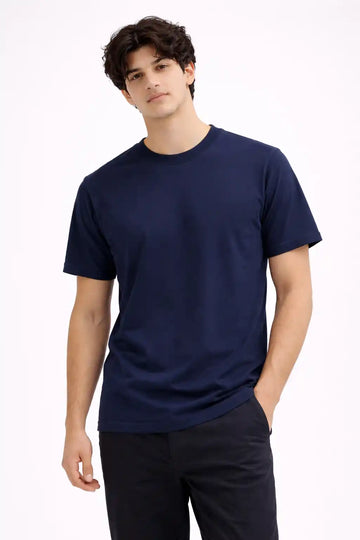 Navy Crew Neck T-Shirt | Premium Cotton Casual Tee