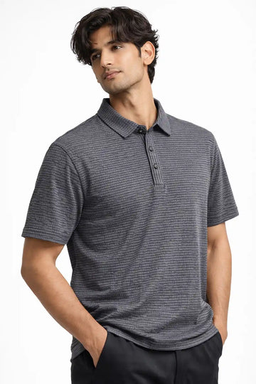 Textured Imported Polo Shirt – 3 Button Smart Casual Fit