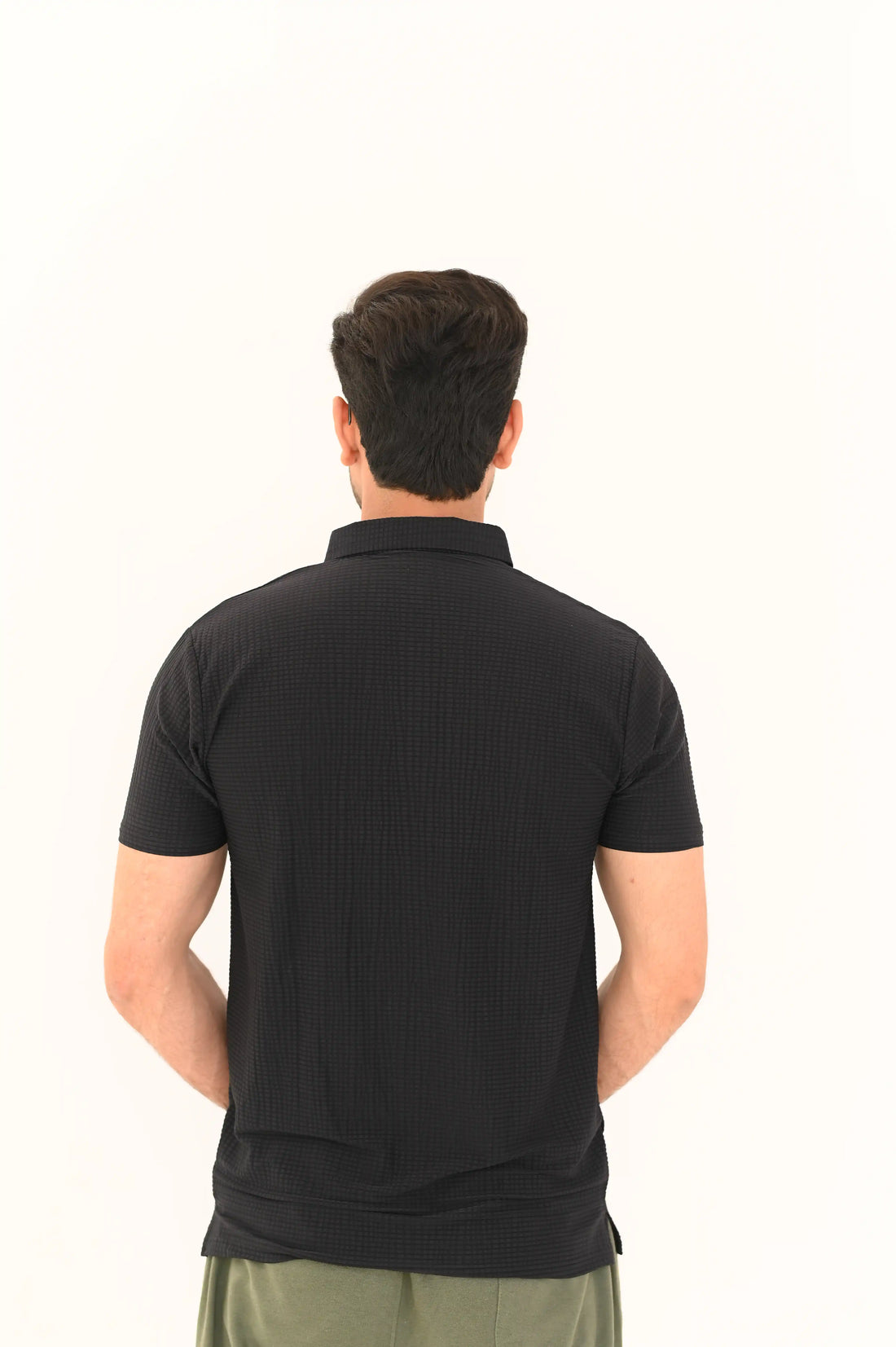 VibeZ9 Grey Textured Imported Polo Shirt – 3 Button Smart Casual Fit