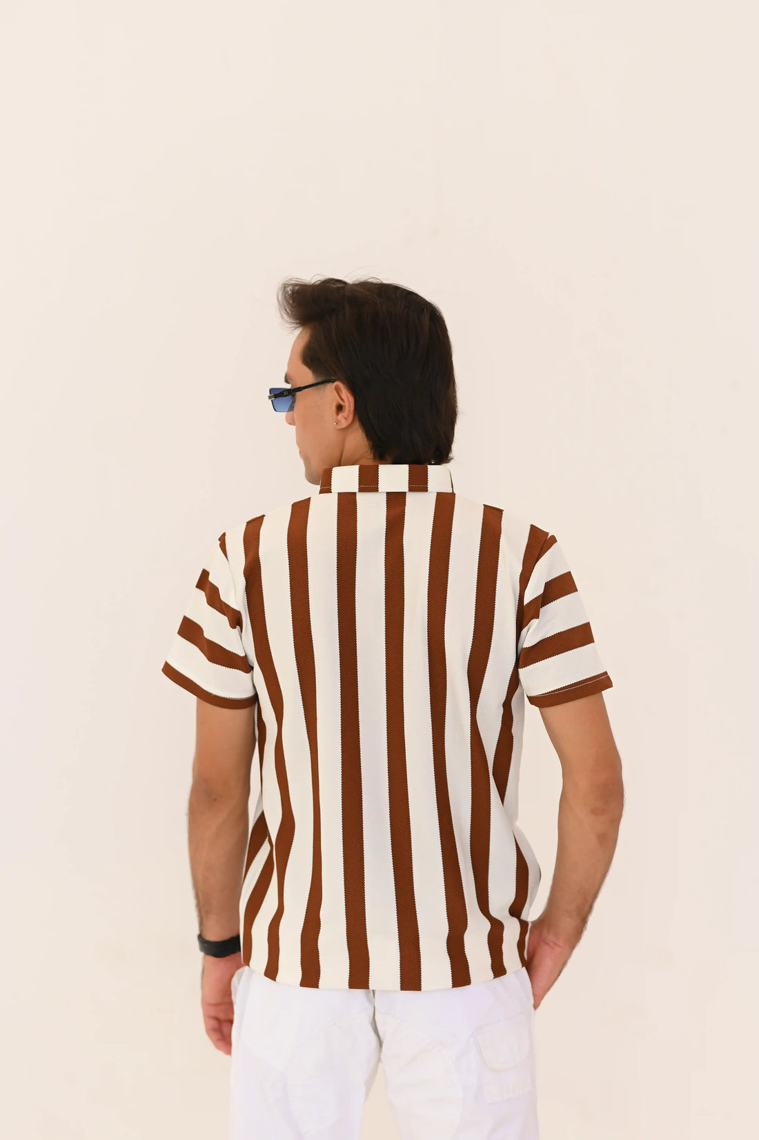 Men’s Vertical Striped Polo Shirt – 3 Button Casual Summer Polo