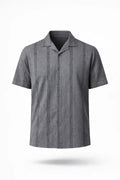 Oversized Textured Johnny Collar Open Shirt - Vibe Z9