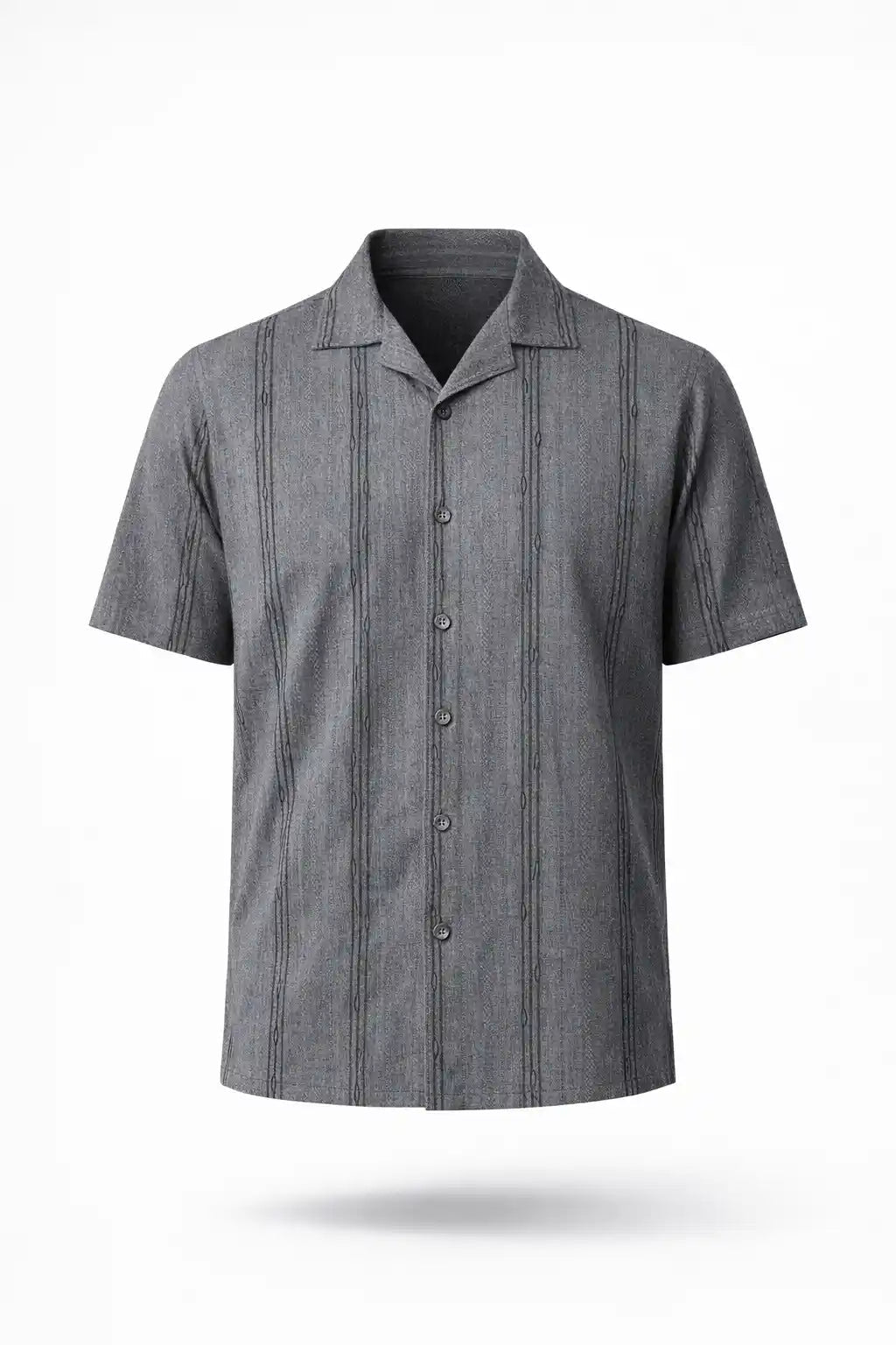 Oversized Textured Johnny Collar Open Shirt - Vibe Z9