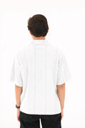 Oversized Textured Johnny Collar Open Shirt - Vibe Z9