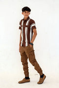 Premium Striped Open Shirt – Textured Fabric Double Pocket - Vibe Z9