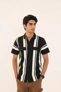 Premium Striped Open Shirt – Textured Fabric Double Pocket - Vibe Z9