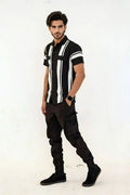 Premium Striped Open Shirt – Textured Fabric Double Pocket - Vibe Z9