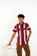 Premium Striped Open Shirt – Textured Fabric Double Pocket - Vibe Z9
