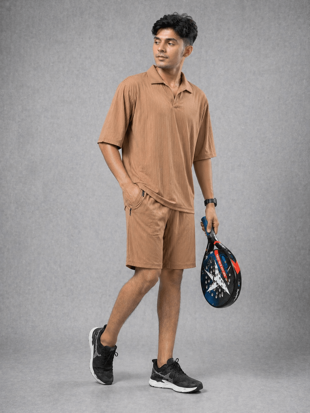 Premium Textured Track Set – Relaxed Fit Shirt & Shorts Co-Ord - Vibe Z9