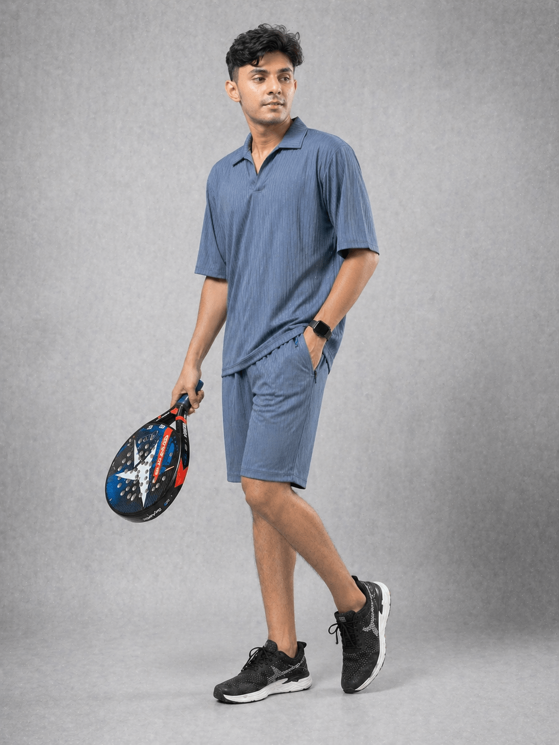 Premium Textured Track Set – Relaxed Fit Shirt & Shorts Co-Ord - Vibe Z9