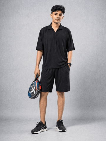 Premium Textured Track Set – Relaxed Fit Shirt & Shorts Co-Ord - Vibe Z9