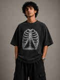 Skeleton Ribcage Oversized Graphic Tee - Vibe Z9