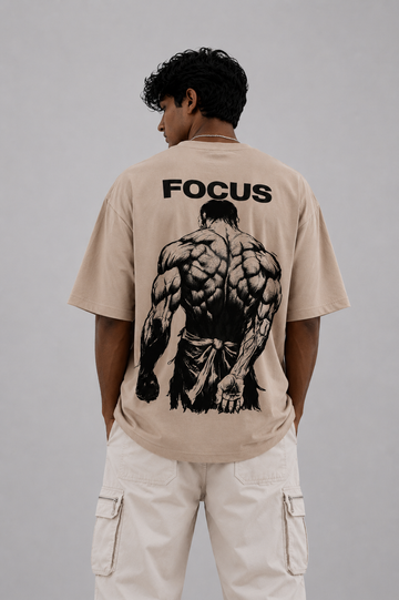 "FOCUS" Muscular Back Oversized Graphic Tee
