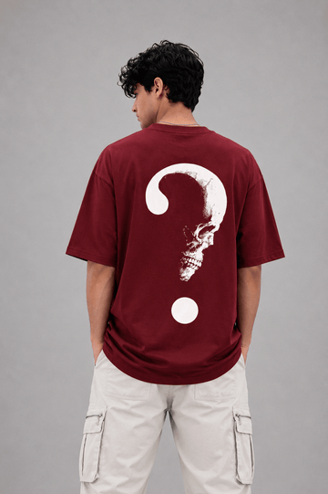 Skull Question Mark Oversized Graphic Tee - Vibe Z9