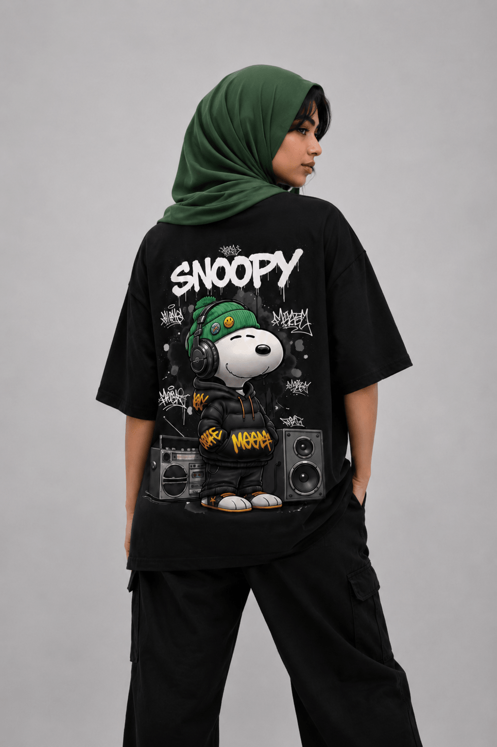 Snoopy Graffiti Oversized Graphic Tee - Vibe Z9