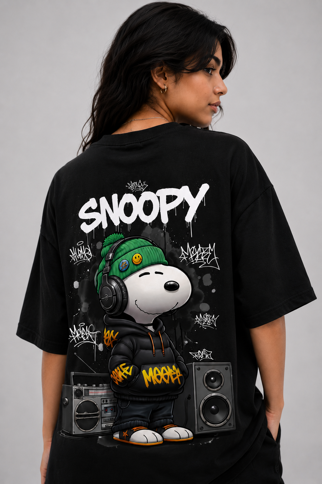 Snoopy Graffiti Oversized Graphic Tee
