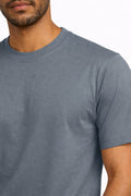 Steel Grey Crew Neck T-Shirt | Premium Cotton Casual Tee - Vibe Z9