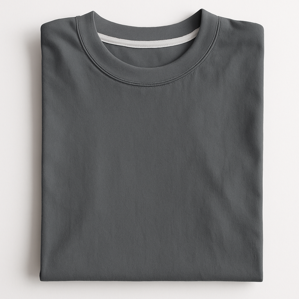 Steel Grey Crew Neck T-Shirt | Premium Cotton Casual Tee