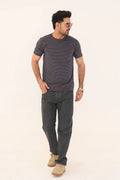 Striped Round Neck T-Shirt – Imported Regular Fit - Vibe Z9