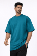 Teal Blue Oversized Crew Neck Tee | Premium Cotton Unisex - Vibe Z9