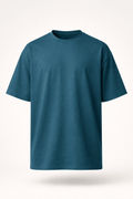 Teal Blue Oversized Crew Neck Tee | Premium Cotton Unisex - Vibe Z9