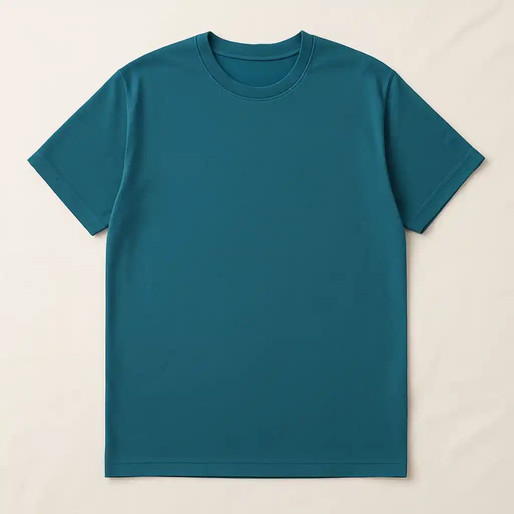 Teal Crew Neck T-Shirt | Premium Cotton Casual Tee - Vibe Z9