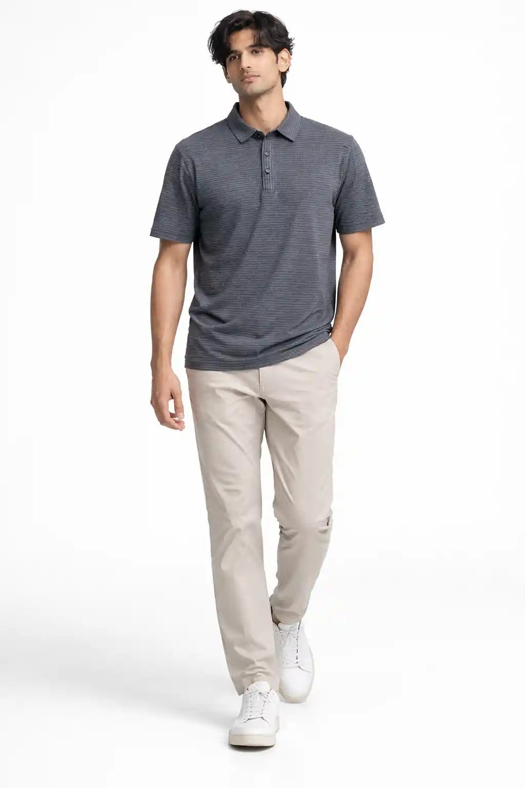 Textured Imported Polo Shirt – 3 Button Smart Casual Fit - Vibe Z9