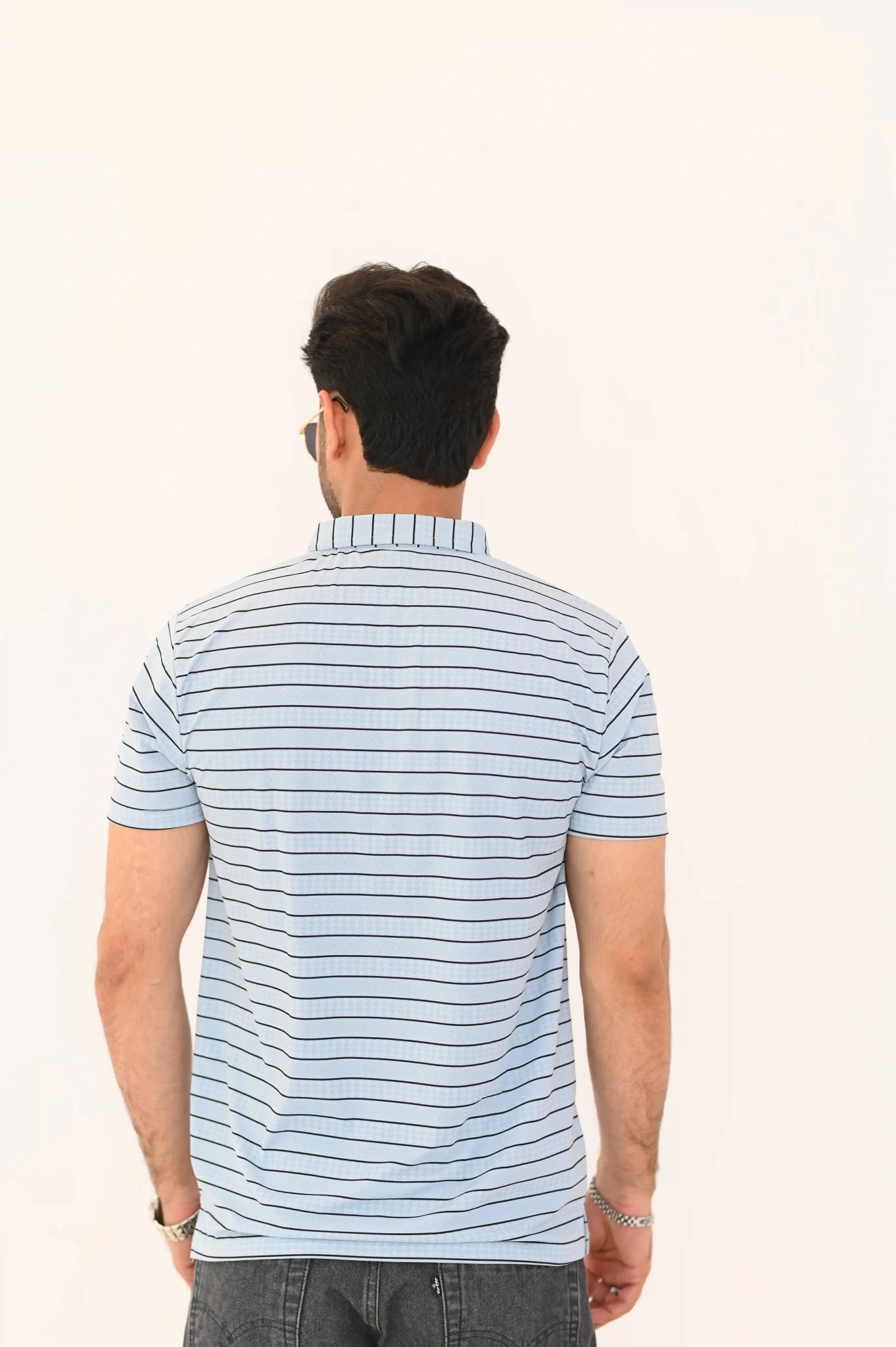 Textured Striped Polo Shirt – 3 Button Smart Casual Fit - Vibe Z9