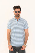 Textured Striped Polo Shirt – 3 Button Smart Casual Fit - Vibe Z9