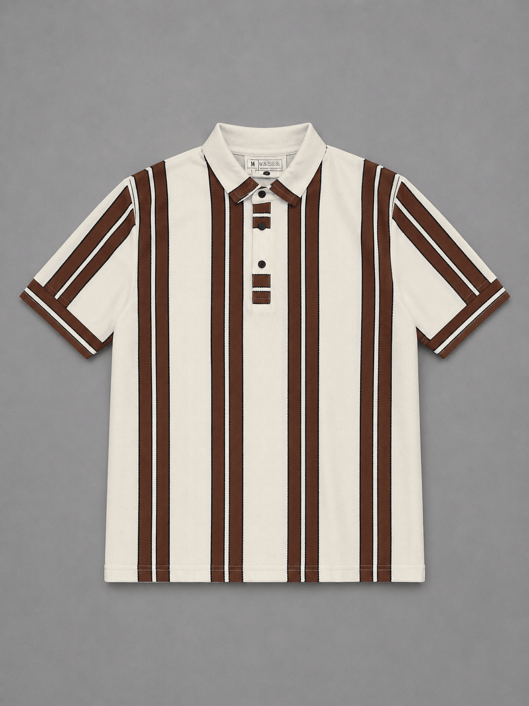 Vertical Stripe Knit Polo | Regular Fit Button Placket - Vibe Z9
