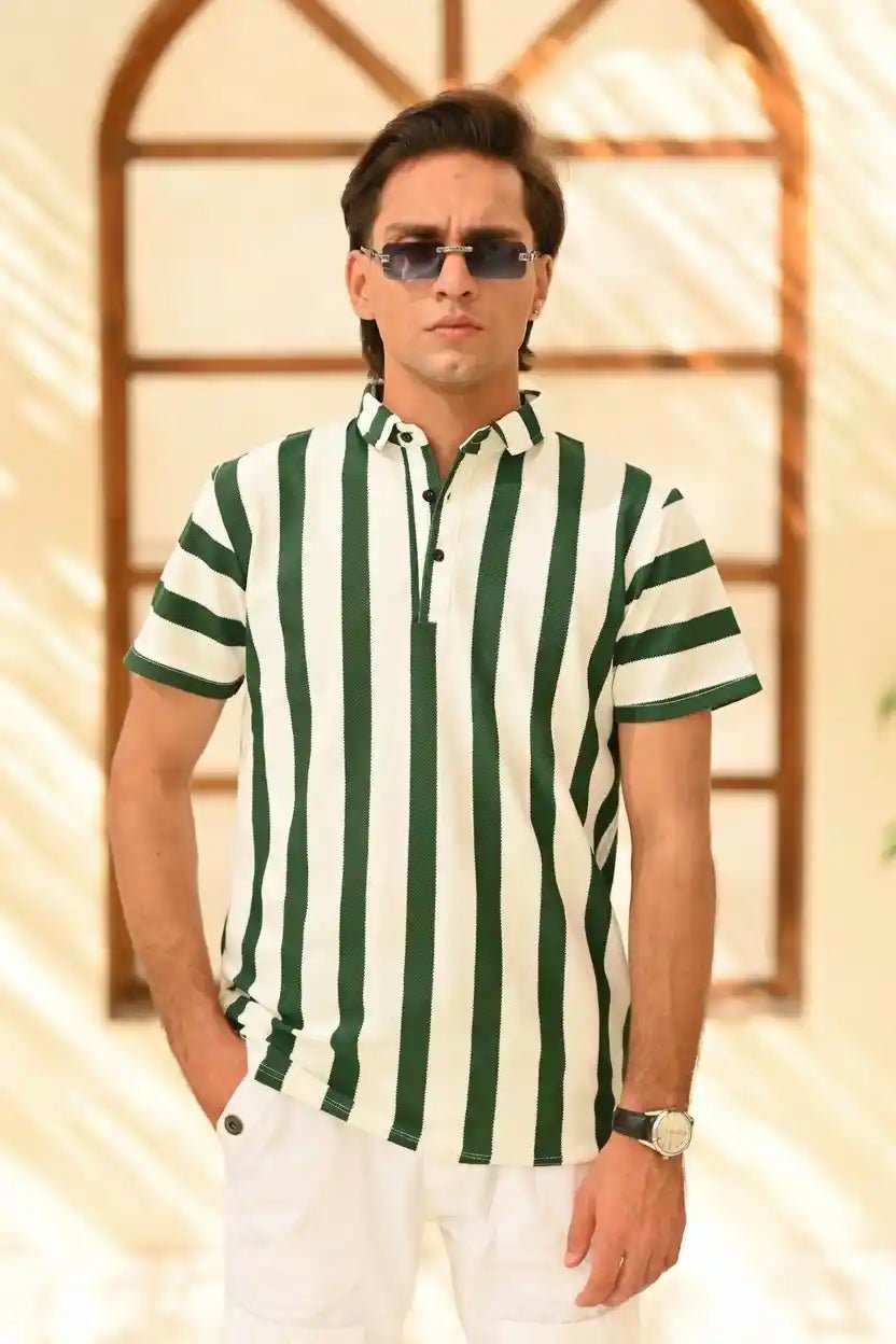Vertical Striped Polo Shirt – 3 Button Casual Summer Polo - Vibe Z9
