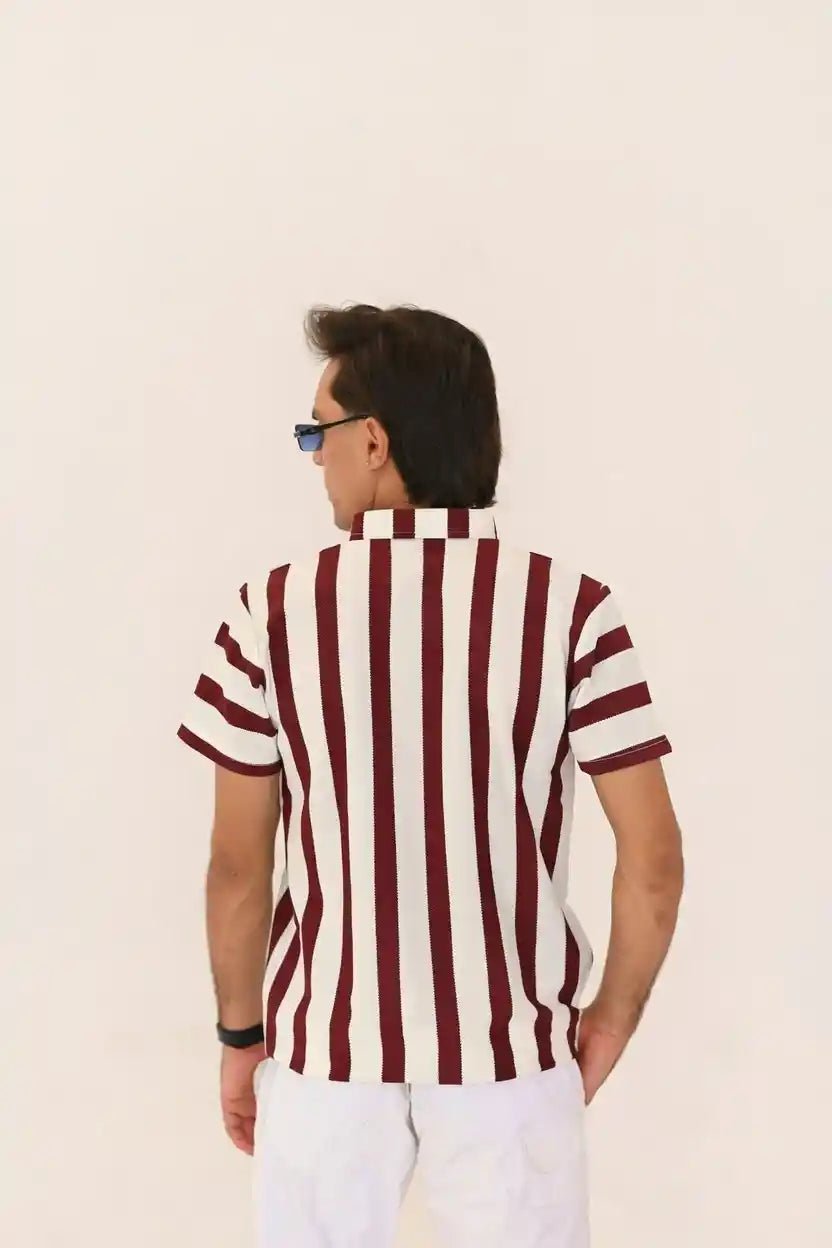 Vertical Striped Polo Shirt – 3 Button Casual Summer Polo - Vibe Z9