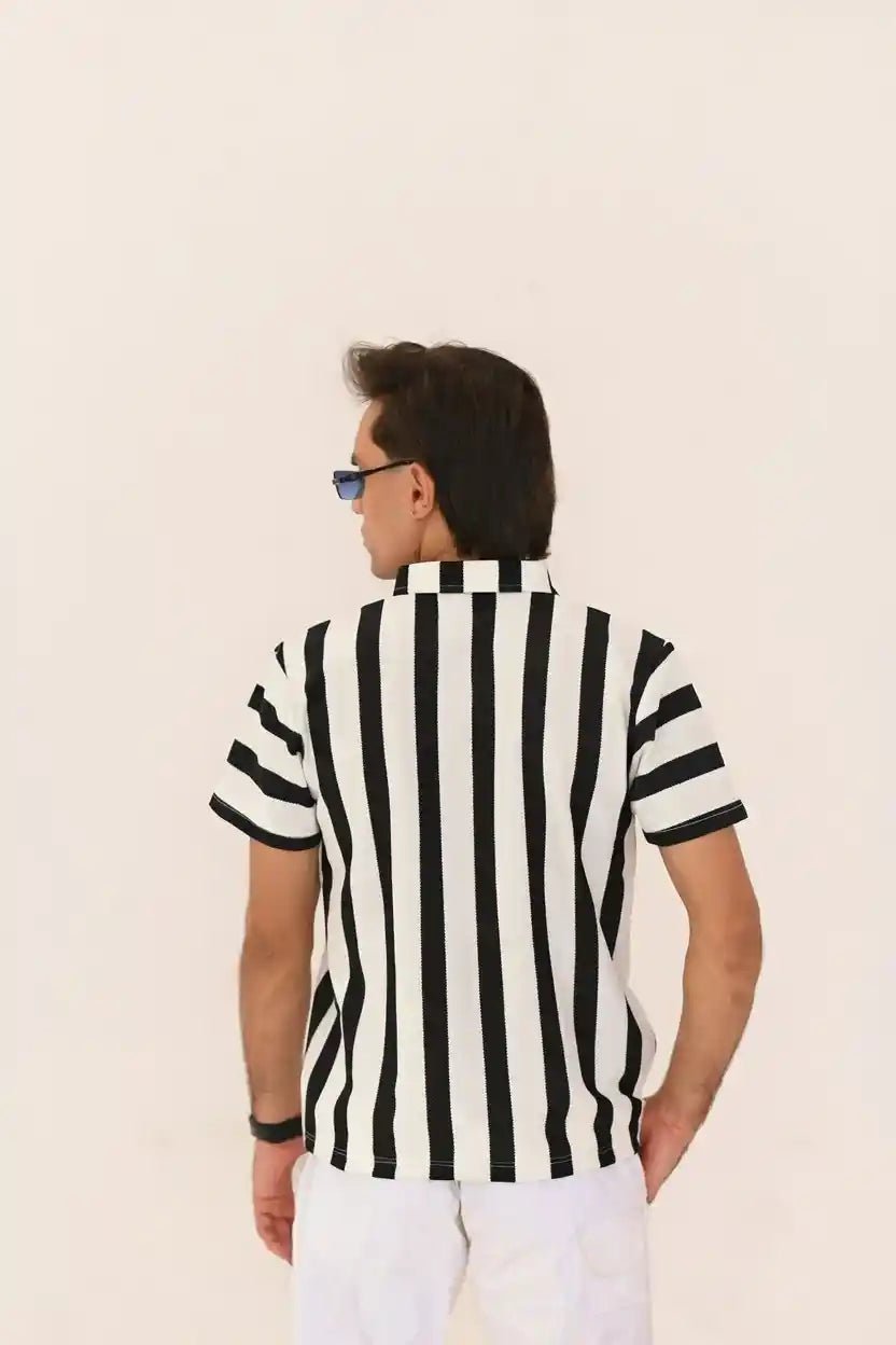 Vertical Striped Polo Shirt – 3 Button Casual Summer Polo - Vibe Z9