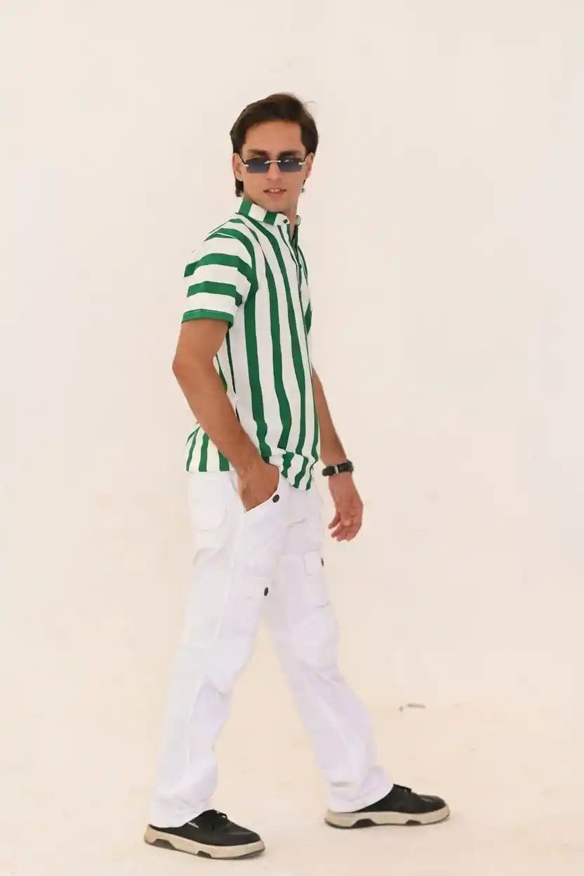 Vertical Striped Polo Shirt – 3 Button Casual Summer Polo - Vibe Z9