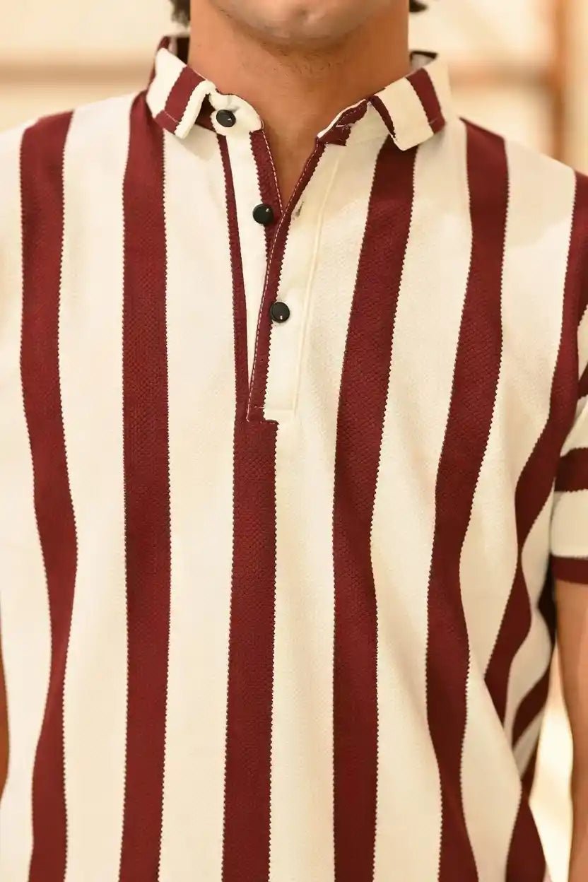 Vertical Striped Polo Shirt – 3 Button Casual Summer Polo - Vibe Z9