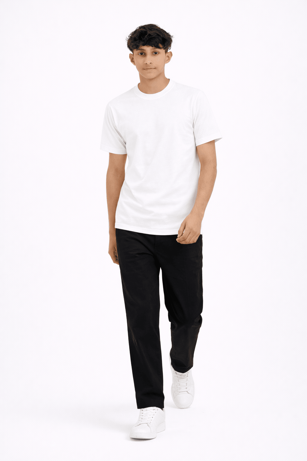 White Crew Neck T-Shirt | Premium Cotton Casual Tee - Vibe Z9