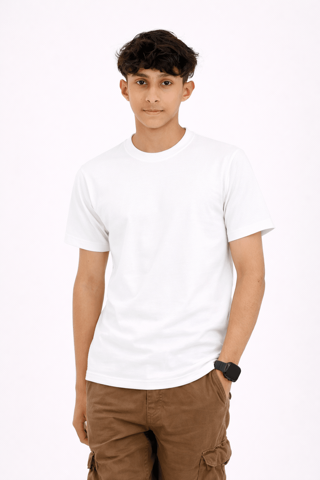 White Crew Neck T-Shirt | Premium Cotton Casual Tee - Vibe Z9