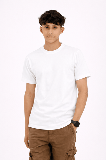 White Crew Neck T-Shirt | Premium Cotton Casual Tee - Vibe Z9
